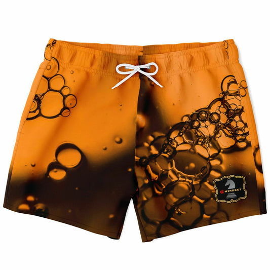 Swim Trunks - Orange and Black bubbles